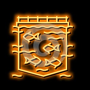 sea cages salmon neon glow icon illustration