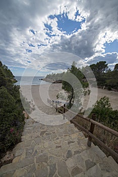 The sea in Calafat on the darted coast of Tarragona photo