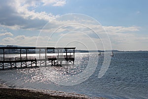 Sea and calm skies and docks