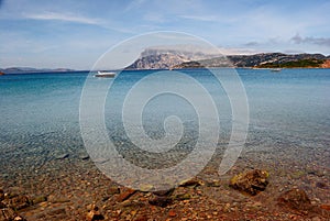 The sea of Capo Coda di Cavallo, in background the island of Tavolara