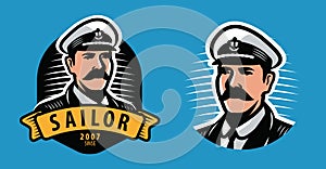 Sea captain emblem. Sailing, seafaring symbol vector