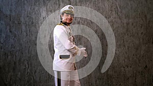 The sea captain in a white uniform