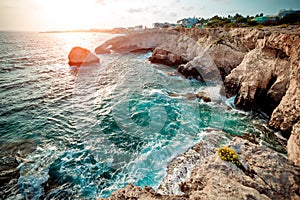 Sea Caves in Ayia Napa, Cyprus. Color tone tuned