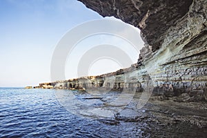 Sea caves of Cavo greco cape. Ayia napa, Cyprus.