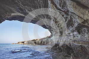 Sea caves of Cavo greco cape. Ayia napa, Cyprus.