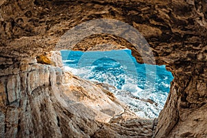 Sea caves of Cavo Greco cape. Ayia napa, Cyprus photo