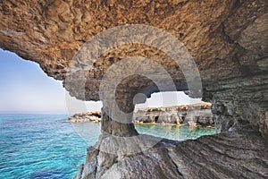 Ayia Napa, Cyprus. Sea caves of Cavo Greco Cape. photo