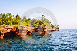 Sea caves of the Devil& x27;s Island in Apostle Islands of the Lake Superior