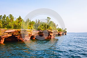 Sea caves of the Devil& x27;s Island in Apostle Islands of the Lake Superior photo