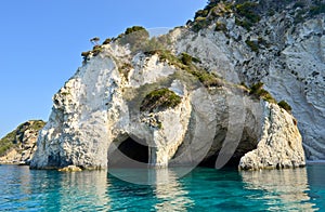 Sea caves on Marathonisi island