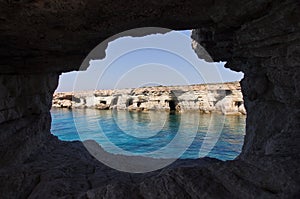Sea caves near Cape Greko. Cyprus photo