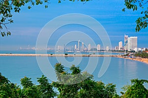 Sea and city bird eye view, pattaya, Thailand