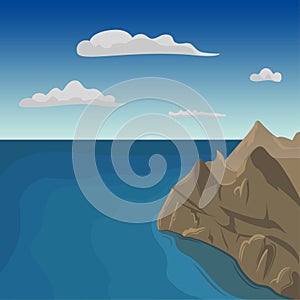 Sea cliff aerial view. Seaside vector illustration