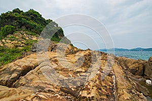 Sea cliff in Co To island of Co To district in Quang Ninh provice, Viet Nam