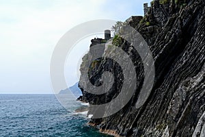 Sea and cliff in Vernazza, Italy