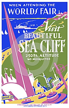 Sea Cliff WPA Worlds Fair Vintage Poster