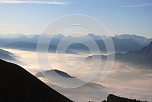Sea of clouds in the Alps