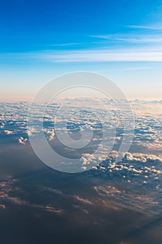 Sea of clouds with sunbeam in the morning