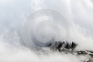 Sea of clouds at sunrise, Duoyishu viewpoint, Yuanyang rice terraces, Yunnan, China