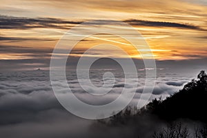 Sea of clouds at sunset