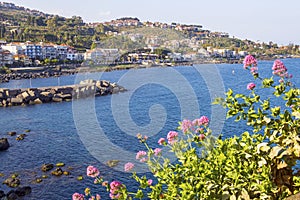 Sea coast of Aci Castello, Catania, Sicily, Italy photo