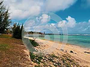 sea coast beach shore ocean sky horizon cloud bay vacation wave cape sand tree water terrain nature flic en flac Mauritius 2