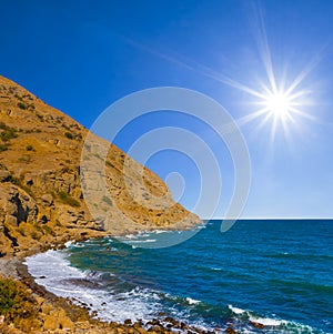 sea coast at bright summer sunny day
