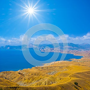 sea coast at bright summer sunny day