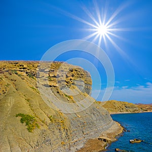 sea coast at bright summer sunny day