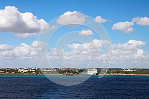 Sea coast and cruise liner. La Romana, Dominican Republic