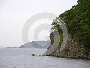 Sea coast in the Far East. Vladivostok. Russian island.