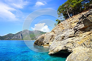 Sea coast with forest near Oludeniz.