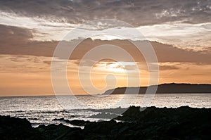 The sea coast of Ireland on sunset