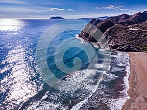 Sea coast landscape in Murcia Spain. Aerial view