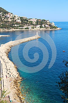 Sea coast in Nice city, France