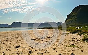 Sea coast with sandy beach,Lofoten Norway