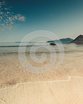 Sea coast with sandy beach,Lofoten Norway