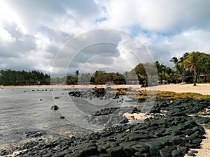 sea coast shore ocean cloud sky beach rock wave horizon sand bay water cape terrain cliff landscape nature Mauritius 2