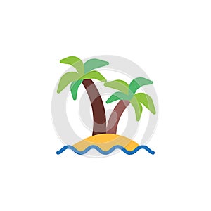 Sea and coconut palms flat icon