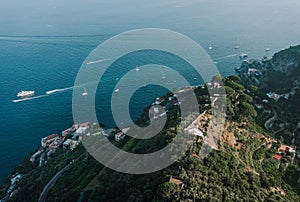 Sea and colline view from Terrace of Infinity in Villa Cimbrone, Ravello, on top of Amalfi coast photo