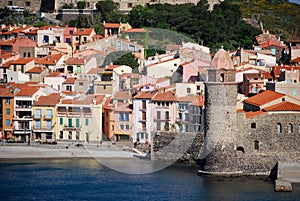 The sea and Collioure in France