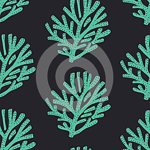 Sea coral reef plant. Vector seamless pattern.
