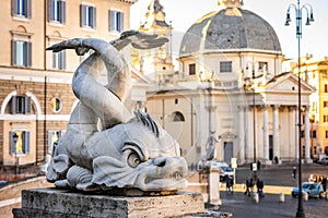Sea creature sculpture at the Fountain of Dea Roma
