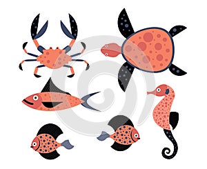 Sea creature vector illustrations