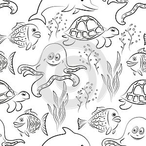 Sea Creatures Seamless