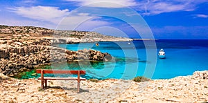 Sea of Cyprus island. crystal clear waters of Blue lagoon