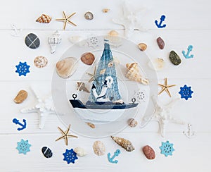 Sea decorations on a table