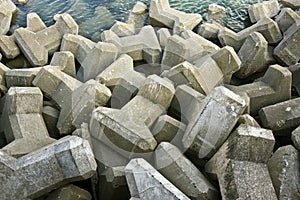 Dramtic, large concrete sea defences. photo