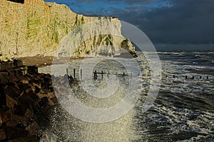 Sea defences along south coast of England