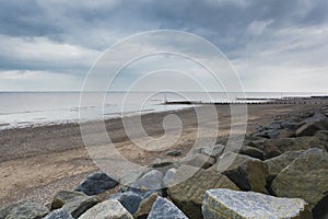 Sea defences at Withernsea Beach photo